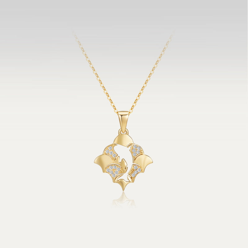 Koi on Gold Waves Necklace